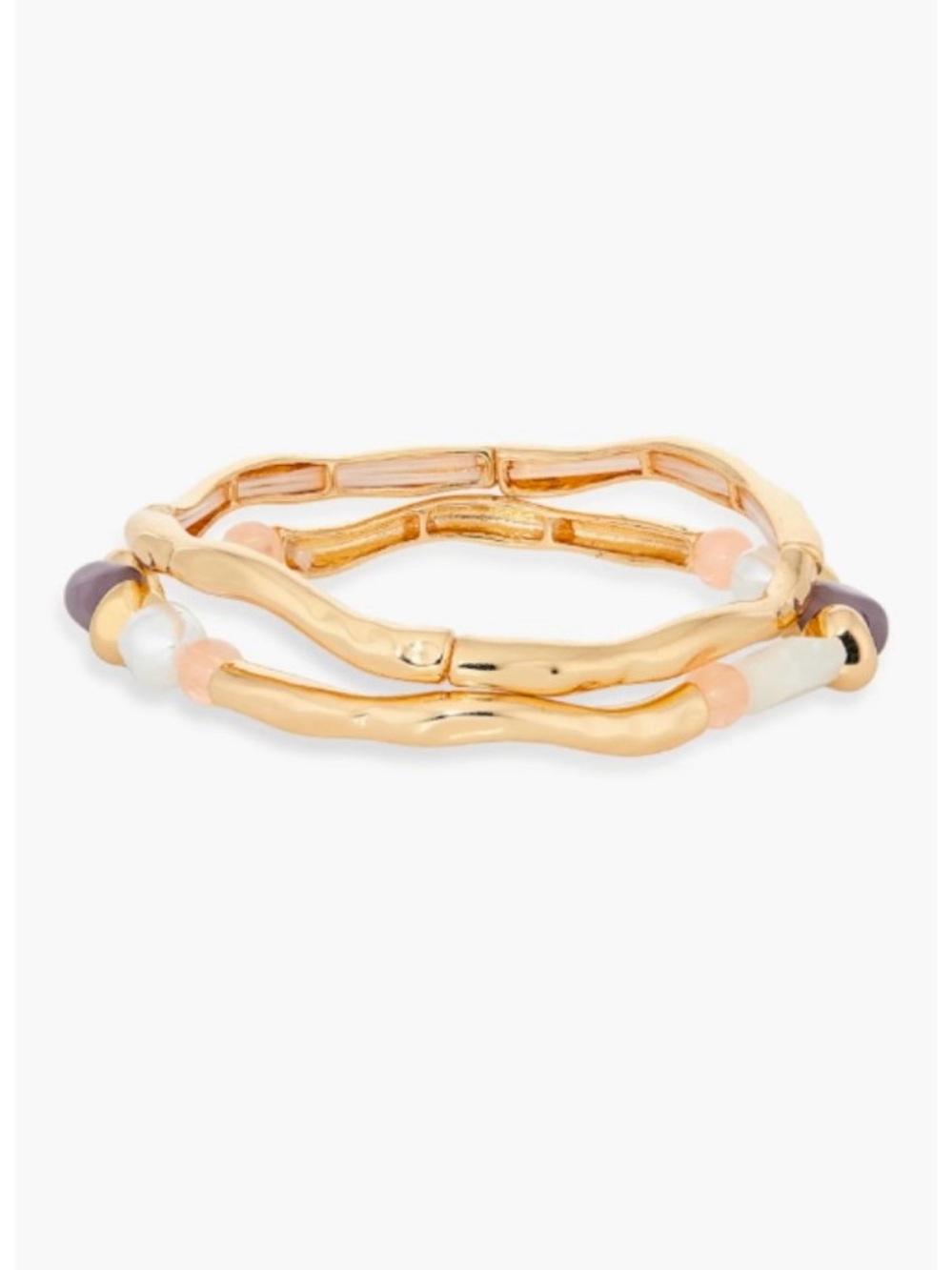 NWOT Nordstrom Rack Set of 2 Faux Pearl Beaded Molten Stretch Bracelets MRSP $49